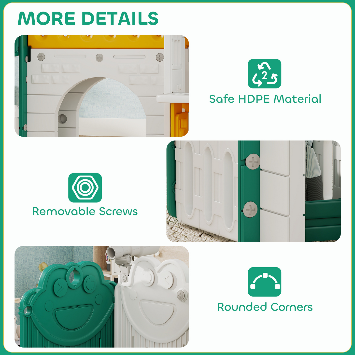 Qaba 7-in-1 Toddler Slide, Kids Slide Climber Playset with Playhouse and Basketball Hoop for 1-4 Years, Yellow