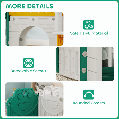 Qaba 7-in-1 Toddler Slide, Kids Slide Climber Playset with Playhouse and Basketball Hoop for 1-4 Years, Yellow