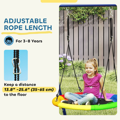 Qaba 6 in 1 Kids Swing Set with 1 Saucer Swing, 1 Belt Swing, 1 Disc Rope Swing, Climbing Ladder and Net, Basketball Hoop